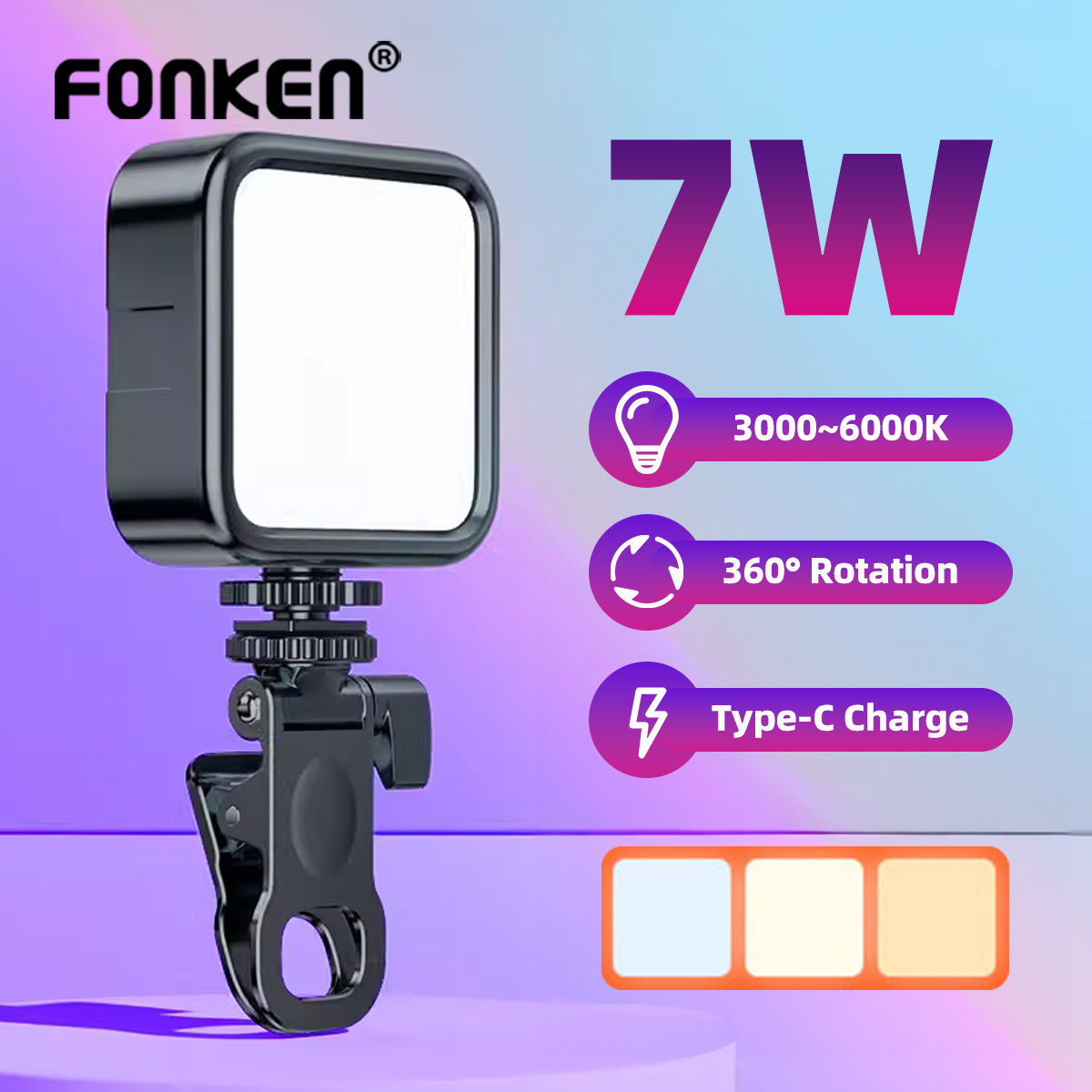 Portable LED Selfie Light for iPhone Samsung iPad Mobile Phone Laptop Clip Ring