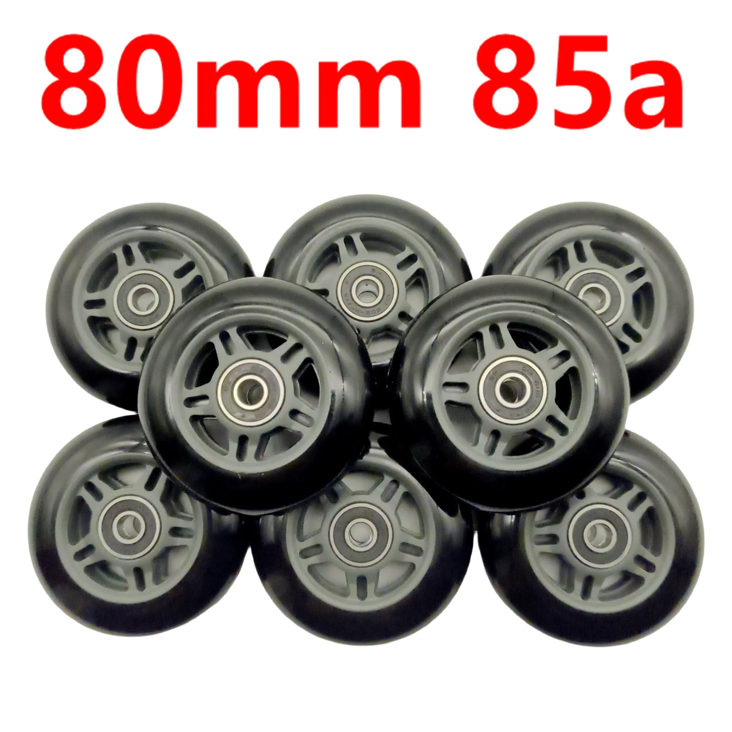Free Shipping Black Wheel Roller Skate Wheel Inline Wheel 80mm 85A 8 Wheels/Lot