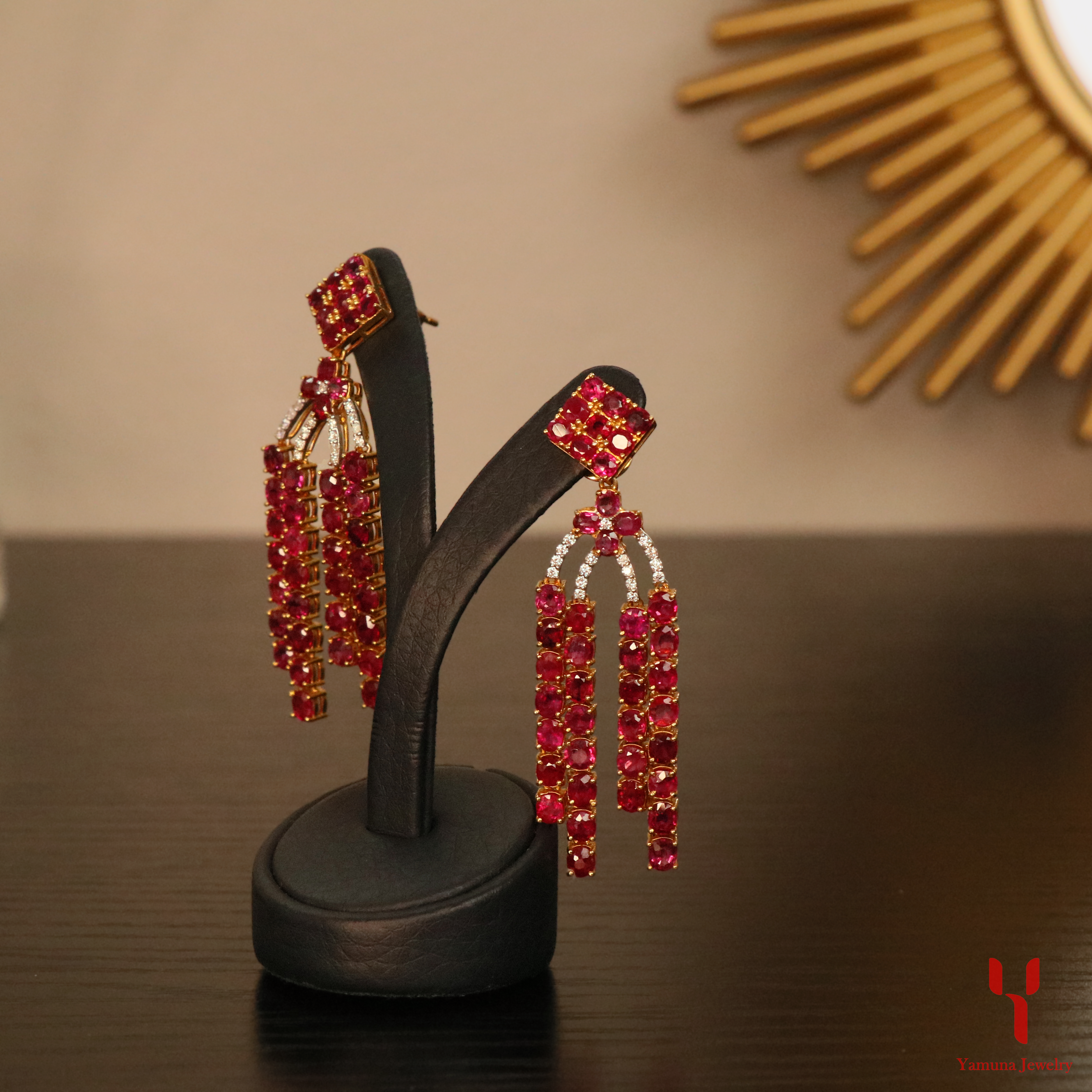 4Line Ruby Dangle Earring