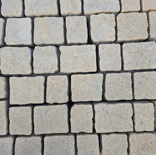 Cobble stone style patio paver in a light brown color