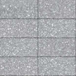 Terrazzo patio slab in moonrock grey color