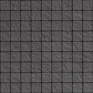 Small textured square patio stones in a black color.