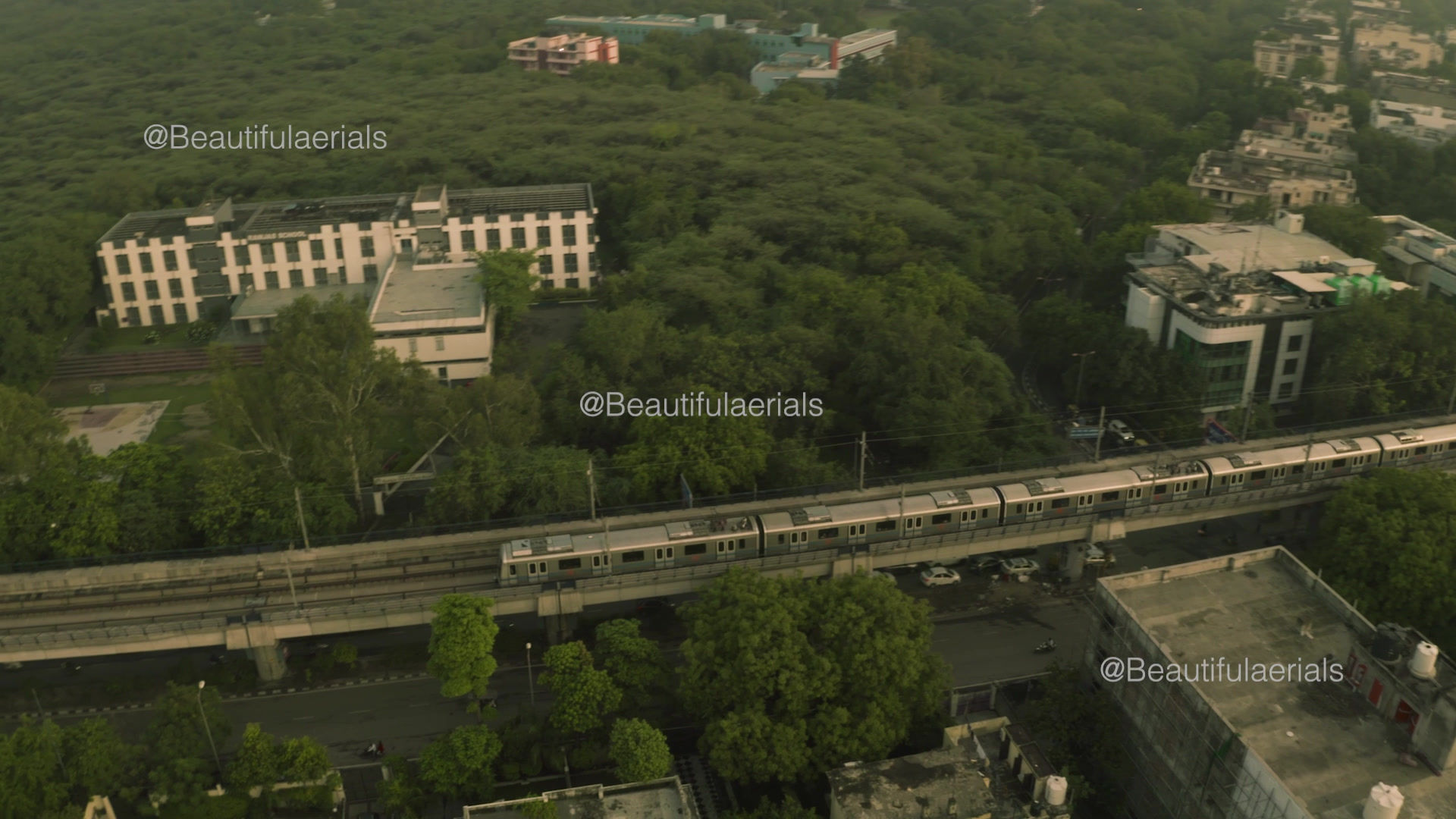 Bird eye view of temple near metro, Delhi, India