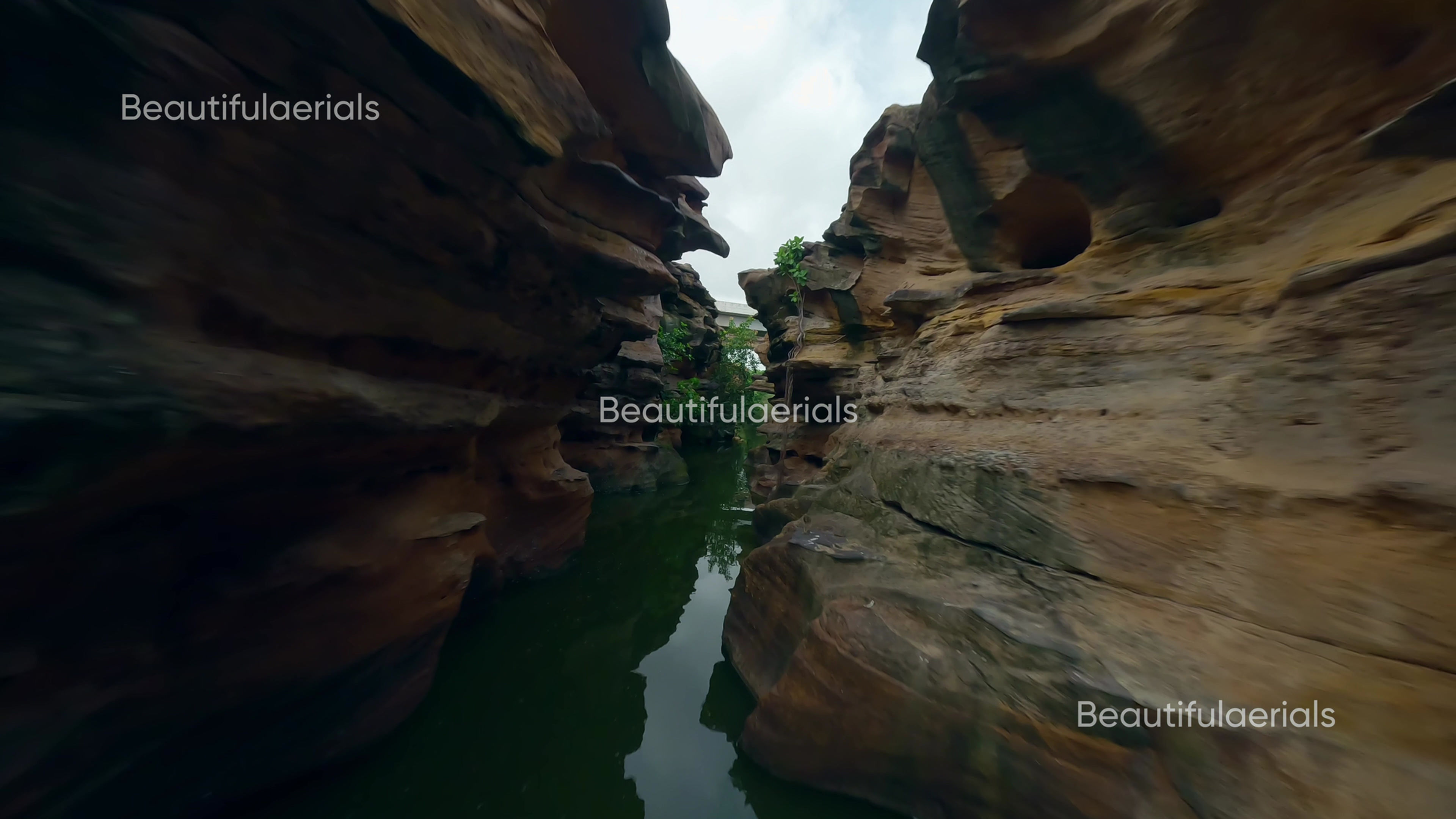 FPV aerial view of flying through Khari Nadi, bhuj