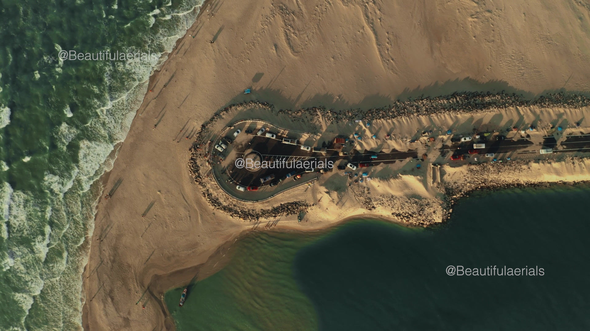 Bird's eye view of serene sea in Dhanushkodi, India