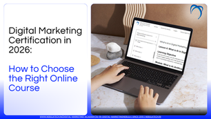 Digital marketing certification course overview showing SEO, social media, ads, analytics, and AI modules