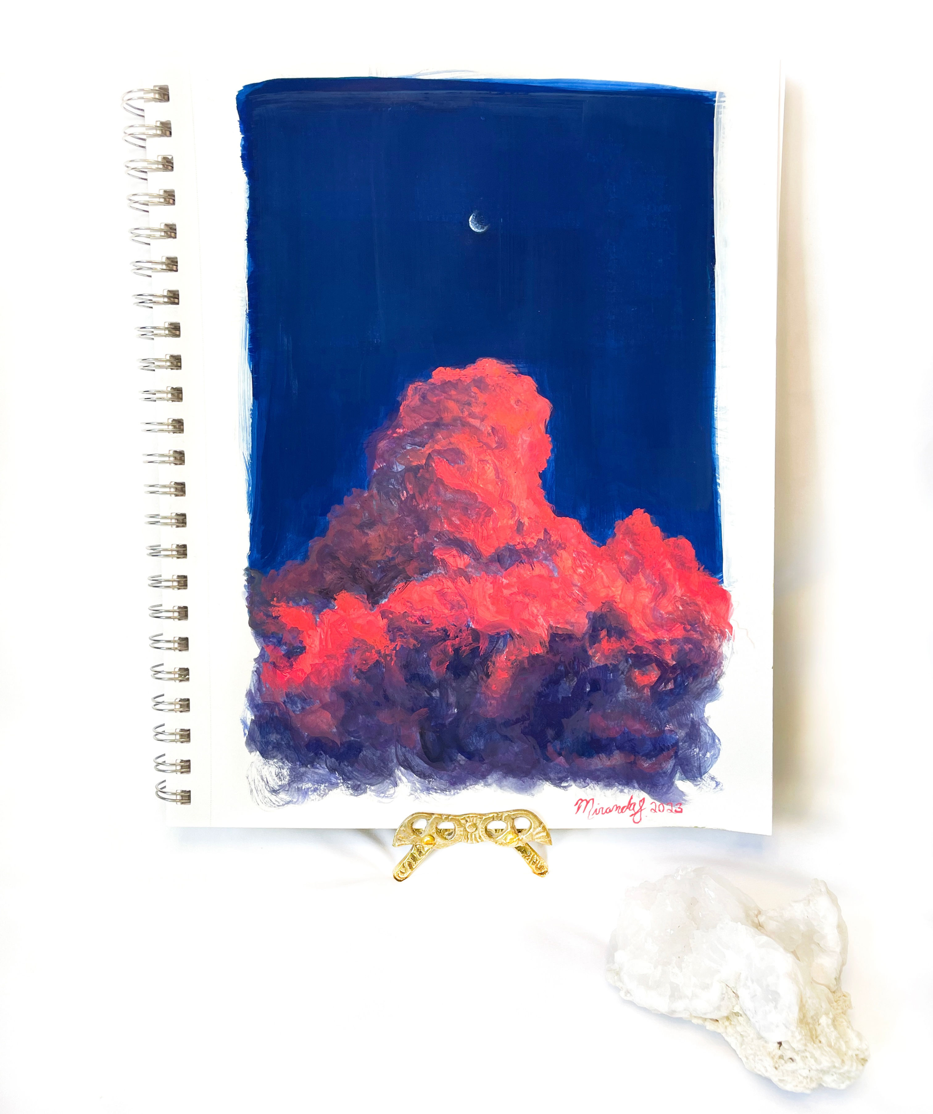 Original 'Head in the Clouds' gouache painting