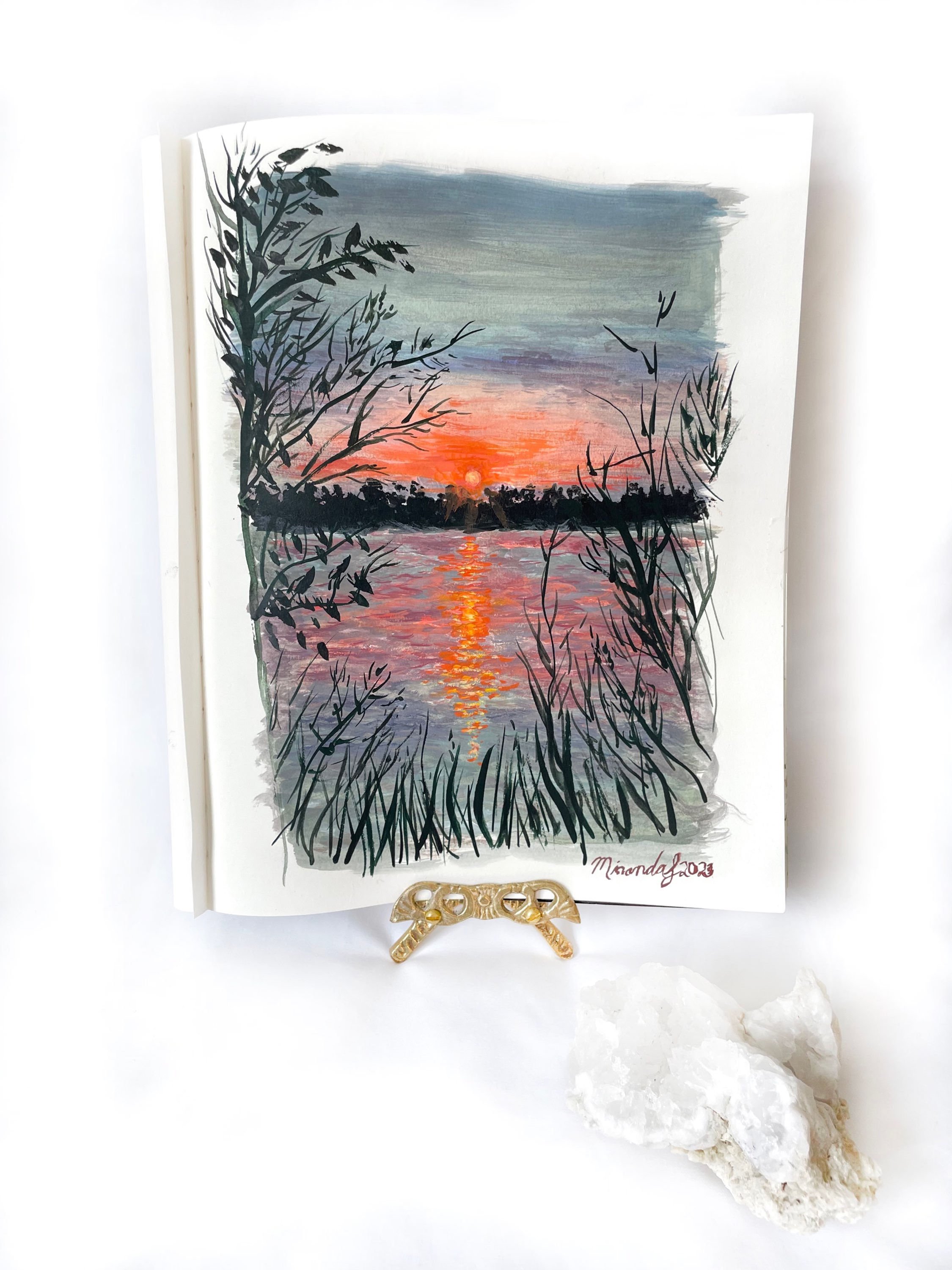 Original "Autumn Sun” gouache painting