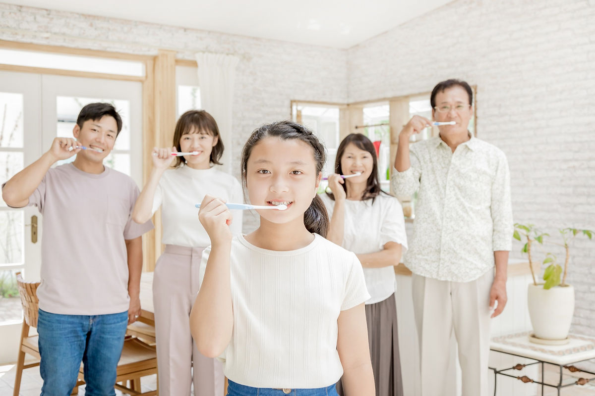 家族で歯磨き
