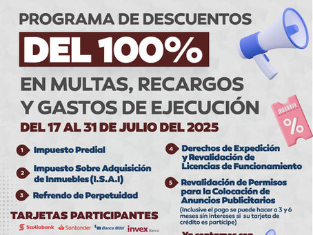 Gobierno de Zitácuaro anuncia descuentos del 100% en pago del predial del 17 al 31 de julio de 2025