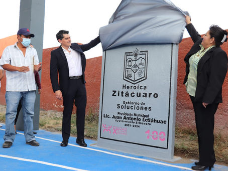 Entrega Toño Ixtláhuac domo y remodelación la cancha de básquetbol