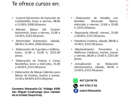 ICATMI PLANTEL MARAVATÍO OFRECE: