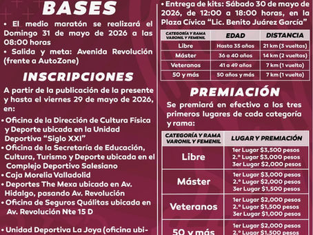 Toño Ixtláhuac invita a participar este domingo en el Medio Maratón 21K Heroica Zitácuaro 500 Años