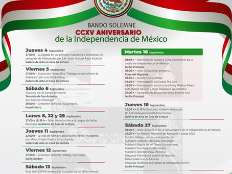 Bando de las Fiestas Patrias de Hidalgo Mich. 2025