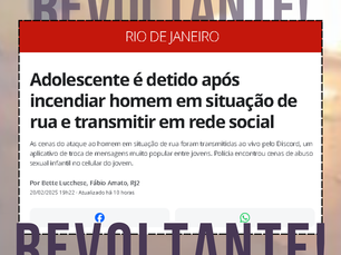 Adolescente ateia fogo em pessoa em situação de rua no RJ: crime expõe desumanização e negligência social