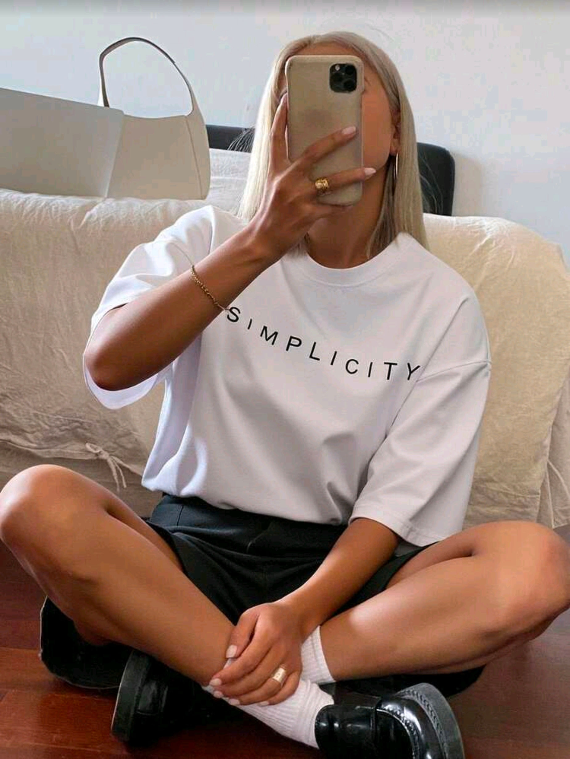 Women's "Simplicity" Letter Print Loose Fit T-Shirt - Casual Summer Essential