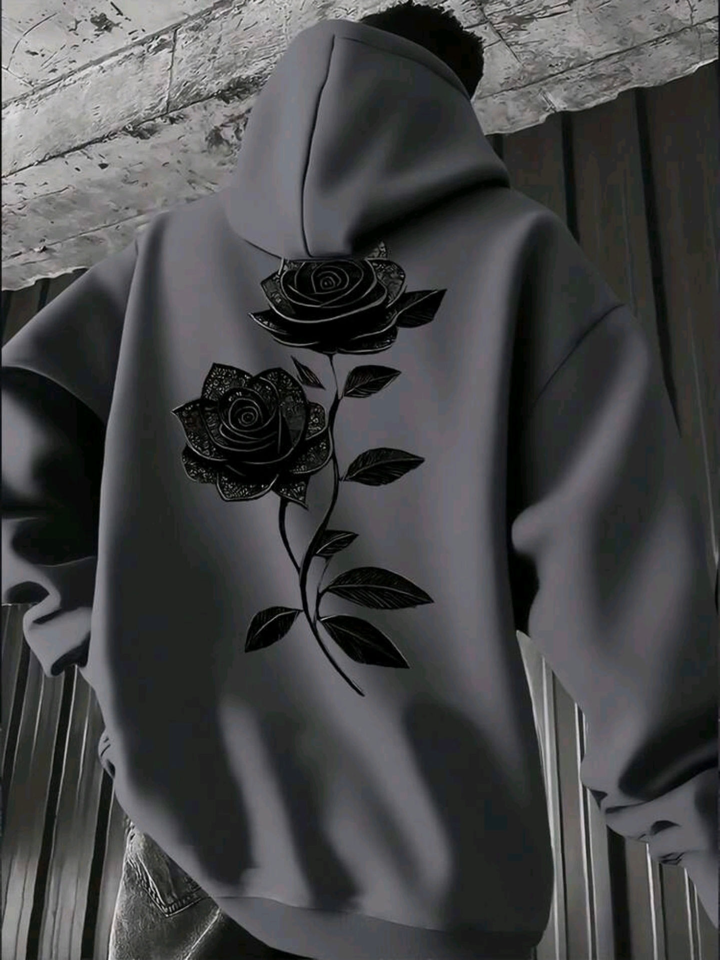 Men's Casual Rose Print Hoodie - Autumn/ Winter Essential