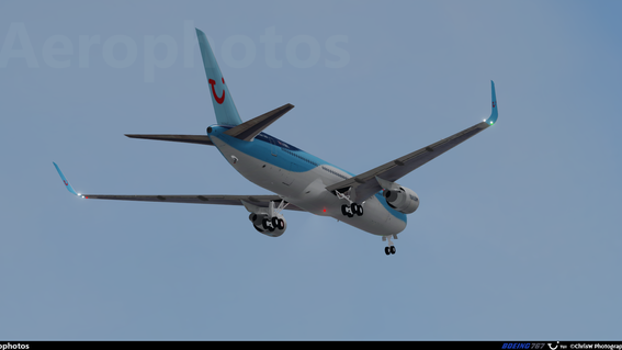 TUI Boeing 767-300ER (G-OBYK) taking off from Porto Menezes, taking holidaymakers home
