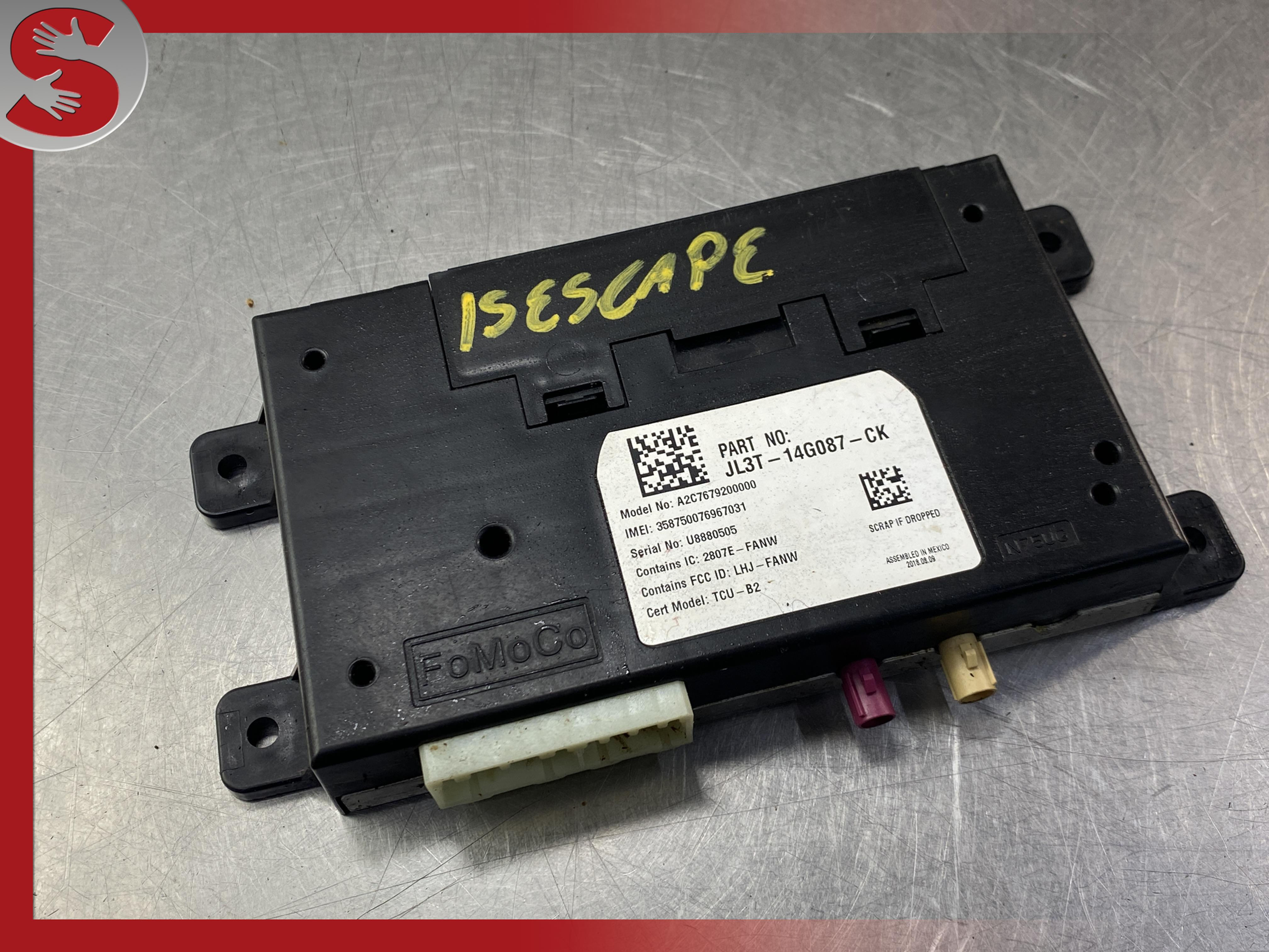 2018-2021 FORD ESCAPE TELEMETICS COMMUNICATION UNIT MODULE OEM JL3T-14G087-CK