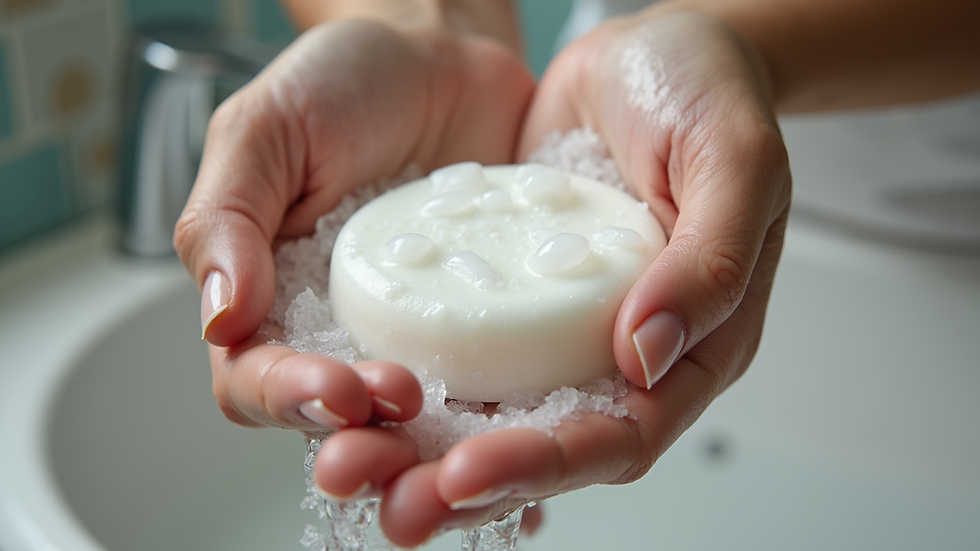 Close-up view of soap lather on skin during washing