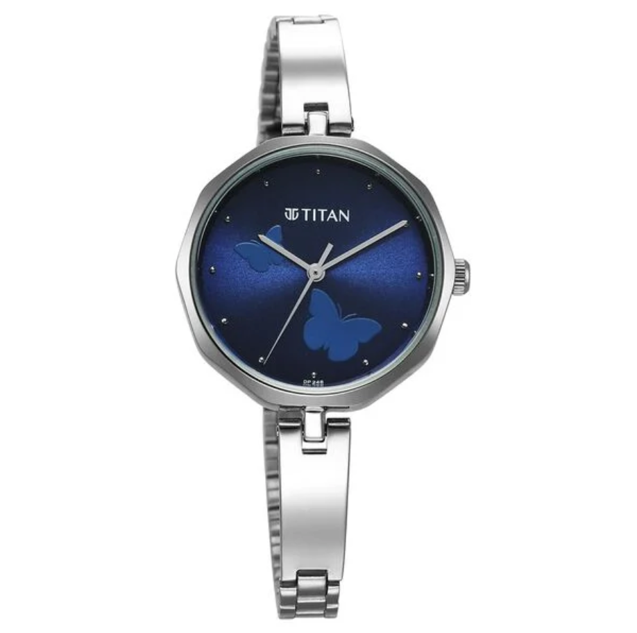 Titan Karishma Quartz Analog Blue Dial Stainless Steel Strap Watch for Women