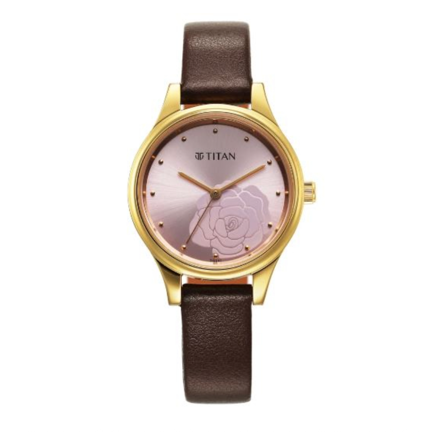 Titan Karishma Quartz Analog Pink Leather Strap for Women