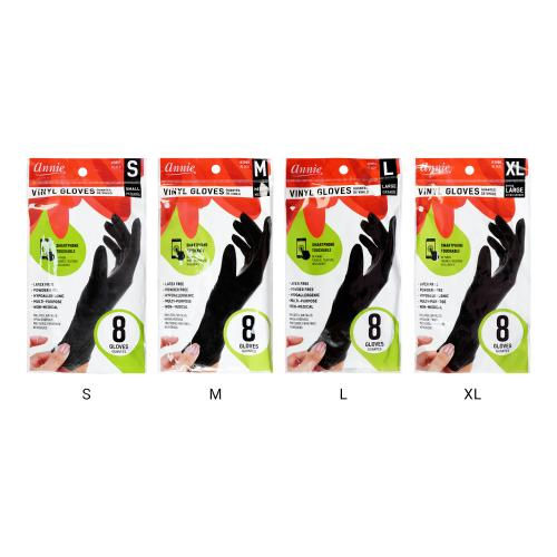 Thumbnail: Four packs of black gloves with sizes S, M, L, XL. Gloves D'Paradise Beauty Supply