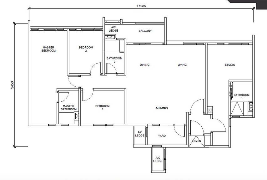 Type D2 - 1410sqft (Dual Key)