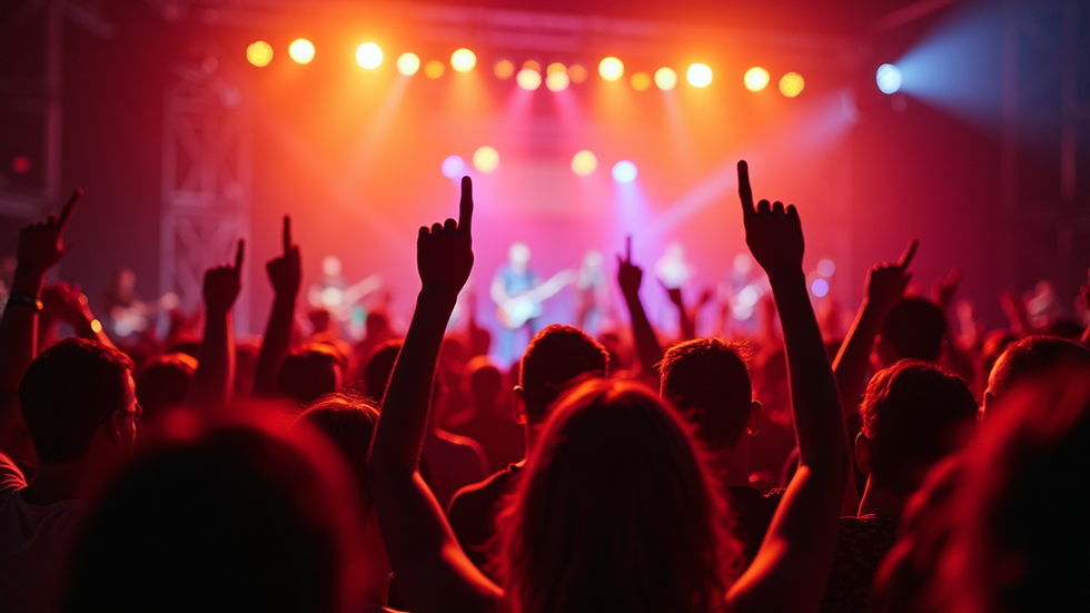 Eye-level view of a vibrant live music event