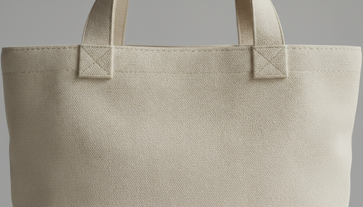High quality cotton tote bag fabric stitching handles and reinforced seams