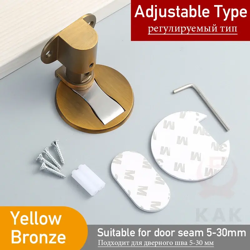 Thumbnail: KAK Magnetic Door Stopper Punch-Free Adjustable Zinc Alloy Door Holder Hidden