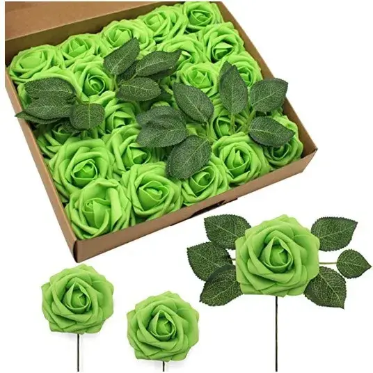 Thumbnail: 10~100pcs Rose Artificial Flowers Foam Fake Roses Wedding Bouquets Centerpieces