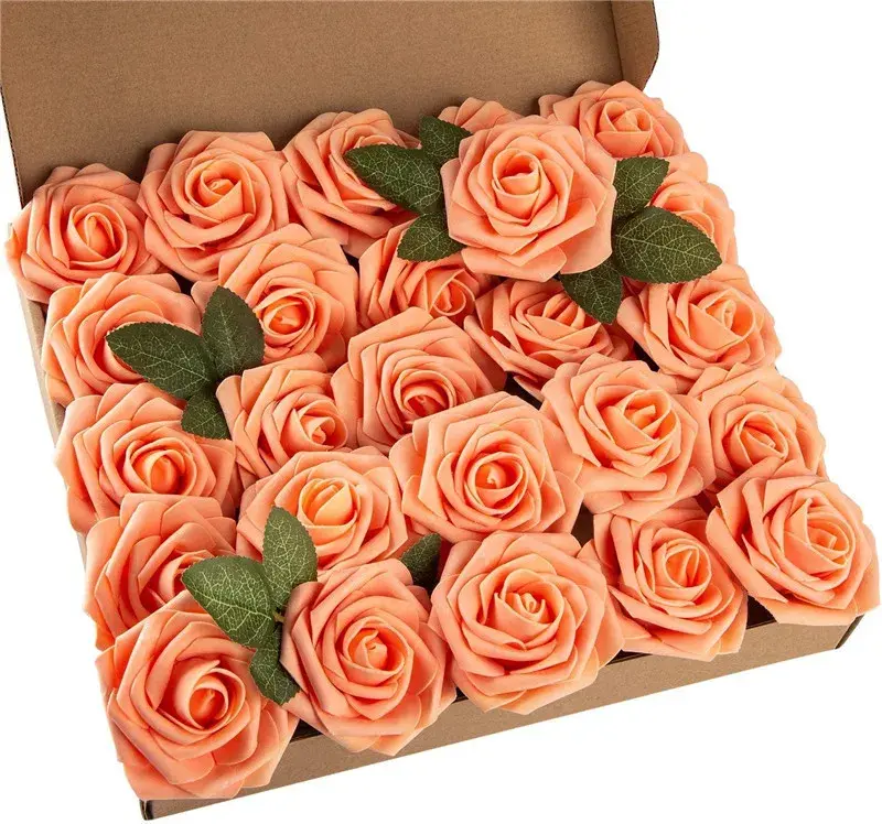 Thumbnail: 10~100pcs Rose Artificial Flowers Foam Fake Roses Wedding Bouquets Centerpieces