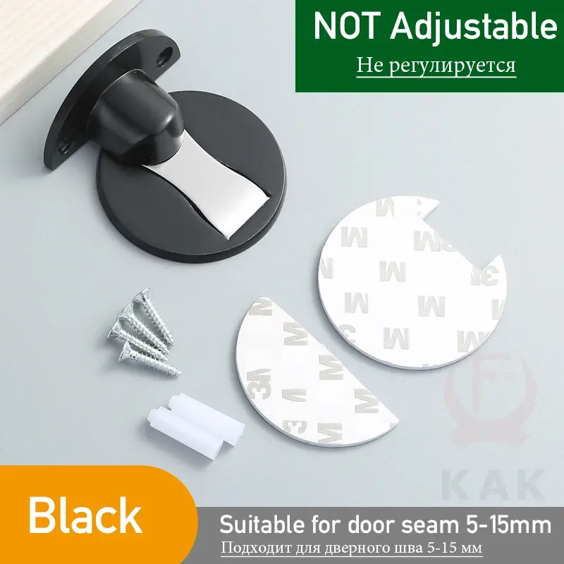 Thumbnail: KAK Magnetic Door Stopper Punch-Free Adjustable Zinc Alloy Door Holder Hidden