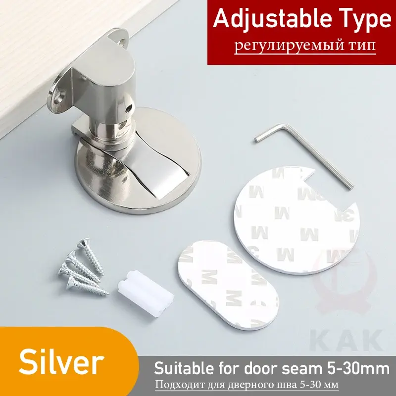 Thumbnail: KAK Magnetic Door Stopper Punch-Free Adjustable Zinc Alloy Door Holder Hidden