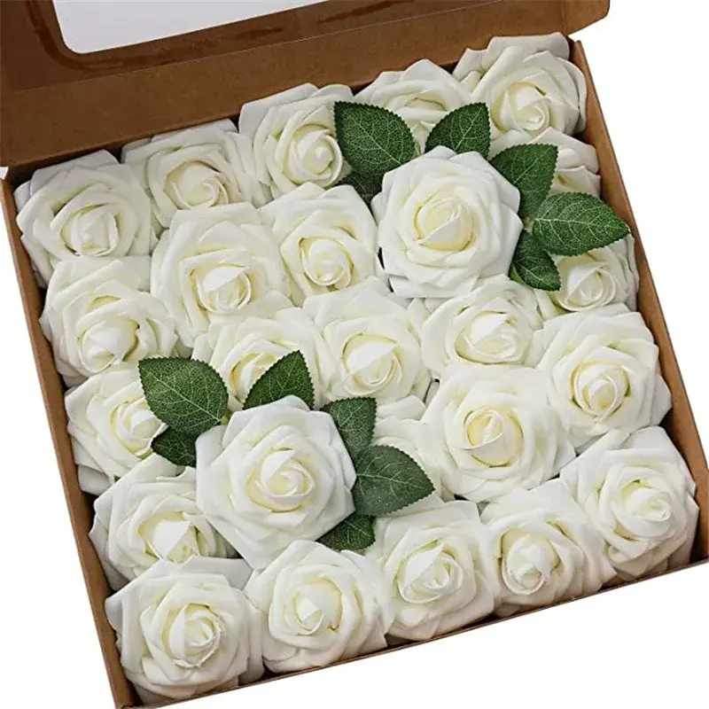 Thumbnail: 10~100pcs Rose Artificial Flowers Foam Fake Roses Wedding Bouquets Centerpieces