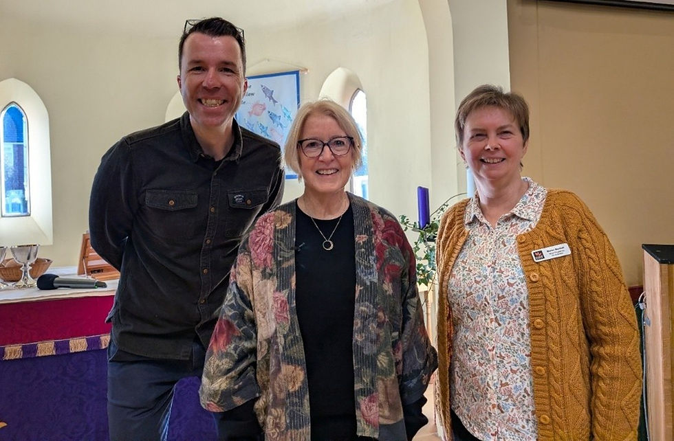 Vicar, the Revd Tim Radcliffe, with Anna Chaplain Jean Leston and Anna Chaplaincy coordinator Marian Muskett