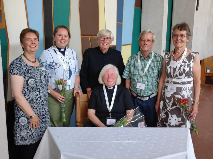The four new Anna Chaplains joined by Marian Muskett (far left) and the Revd Coleen Jackson (centre, back row)