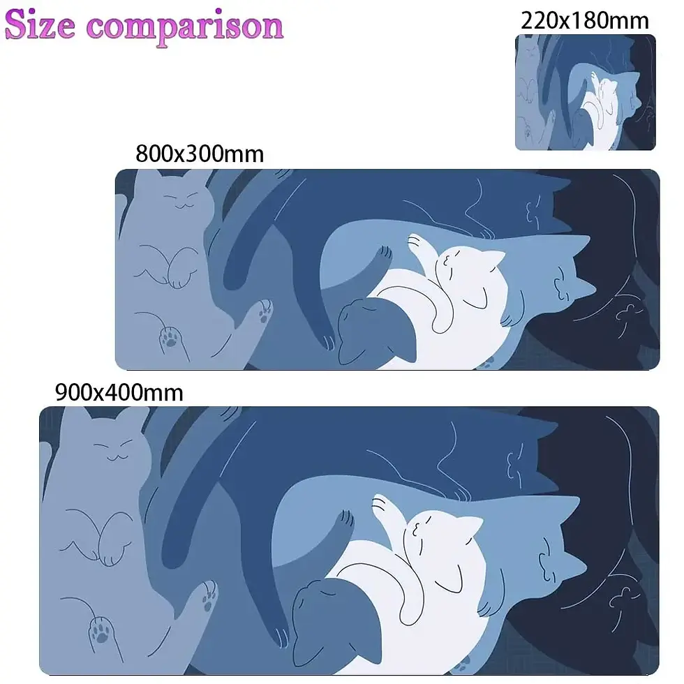 Thumbnail: Black Mouse Pad Kawaii Cat Cute Desk Mat Laptop Gaming Mousepad