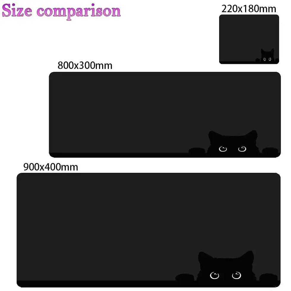 Thumbnail: Black Mouse Pad Kawaii Cat Cute Desk Mat Laptop Gaming Mousepad