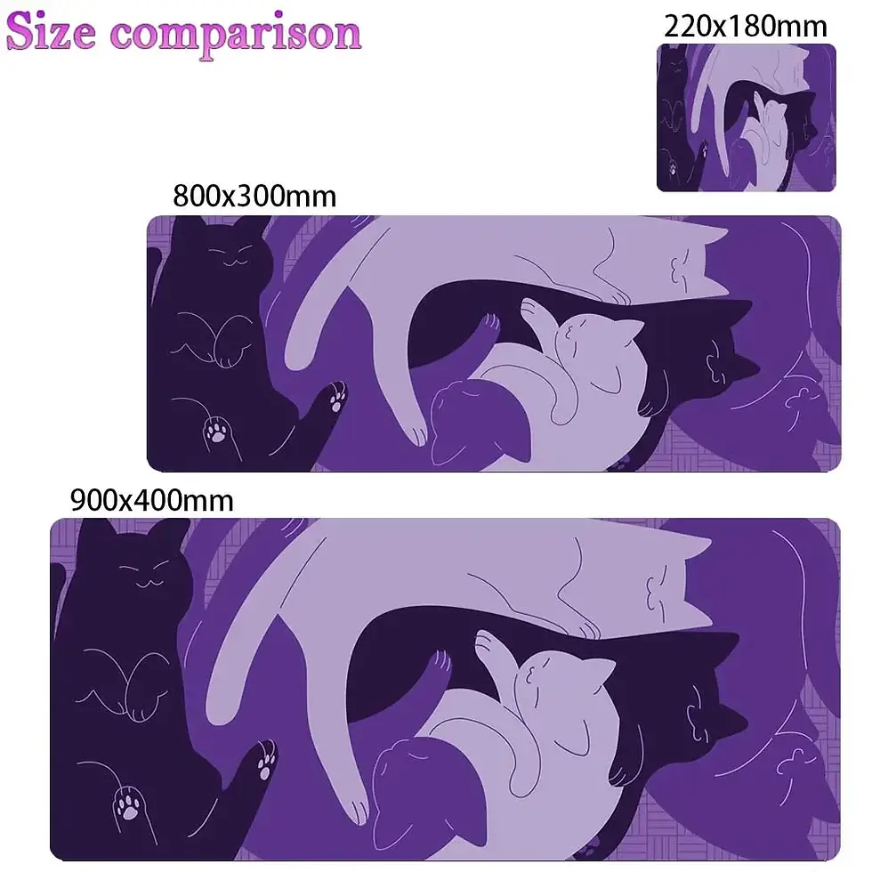 Thumbnail: Black Mouse Pad Kawaii Cat Cute Desk Mat Laptop Gaming Mousepad