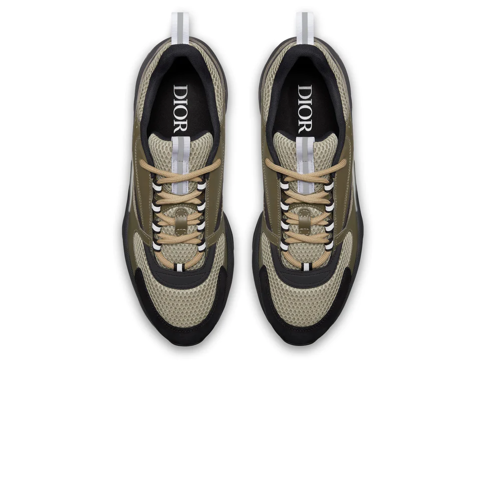 DIOR B22 KHAKI BLACK CALFSKIN TRAINER Crepclones121