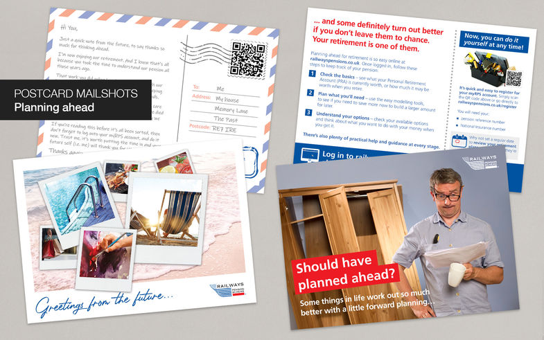Mailshots encouraging Railways Pension Scheme members to plan ahead to get what they want in their life after work