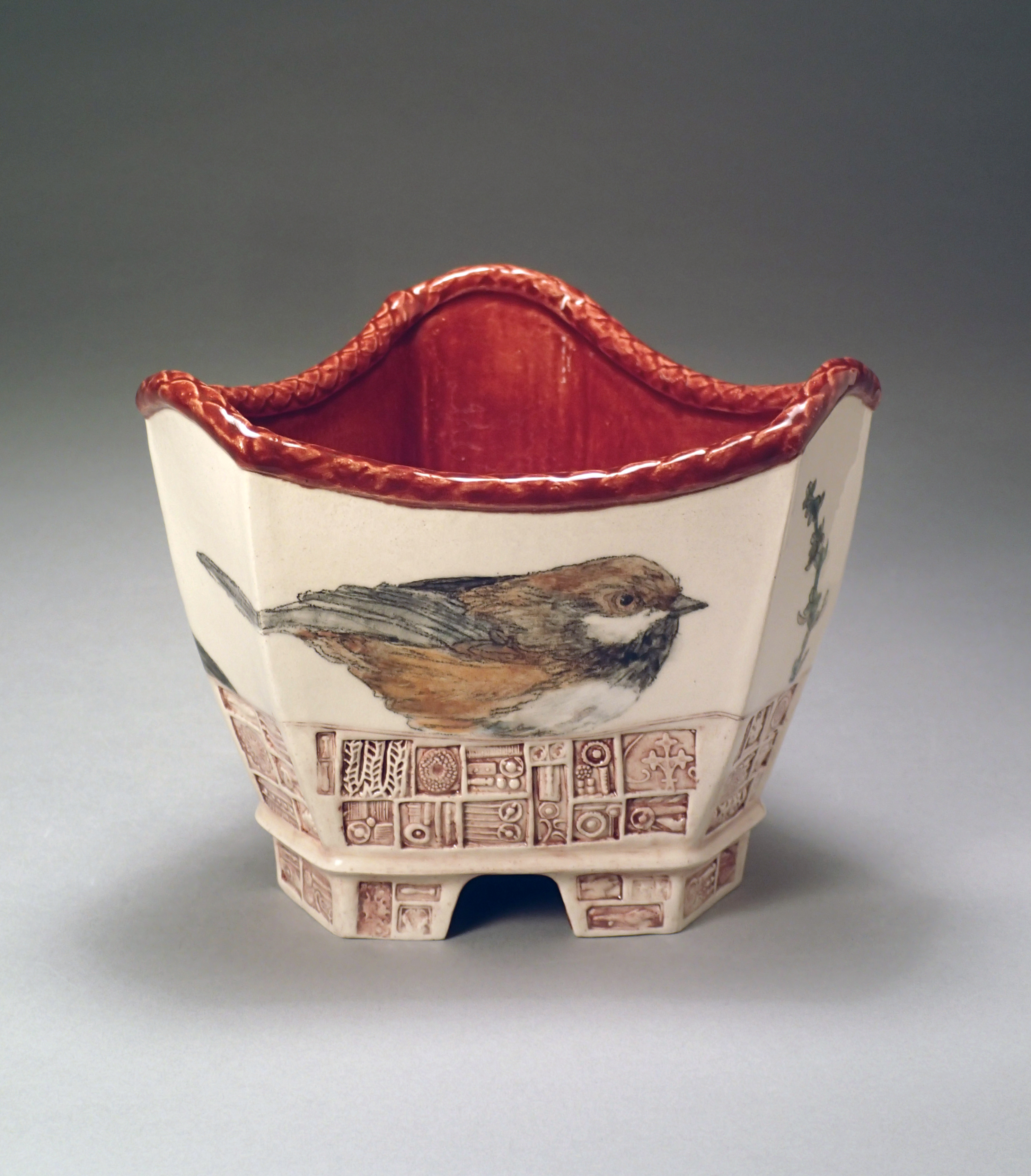 Medium Triple Bowl with Birds