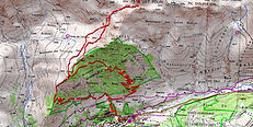 Trace GPX Pène Det Pouri sur carte IGN, enregistrée sur le terrain