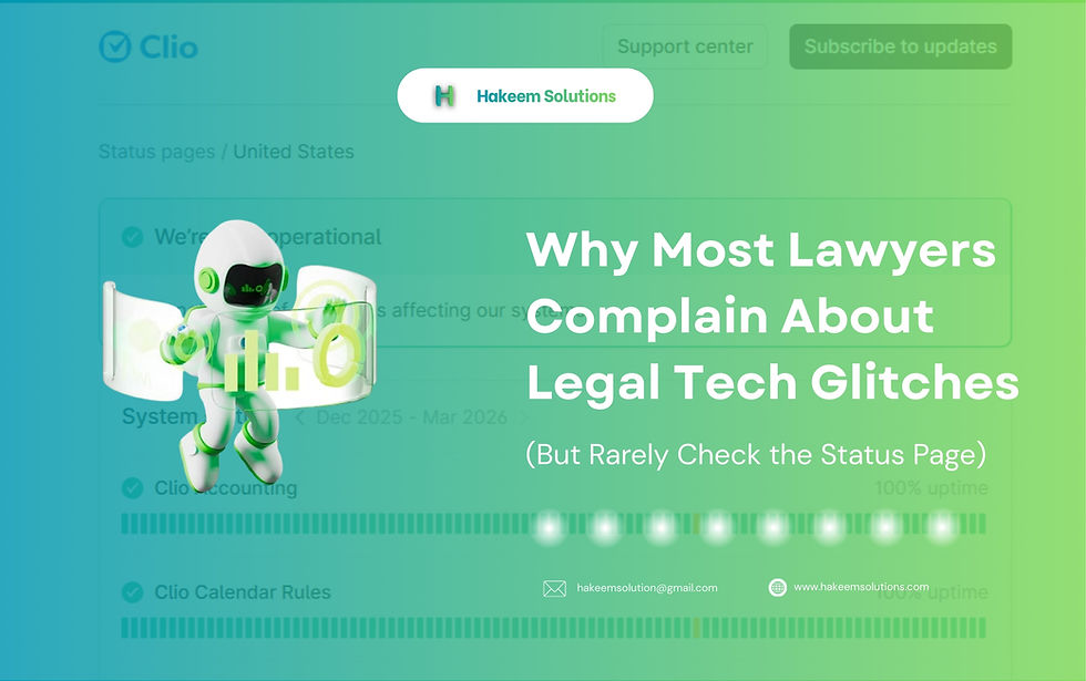 law firm checking legal software status page during system outage