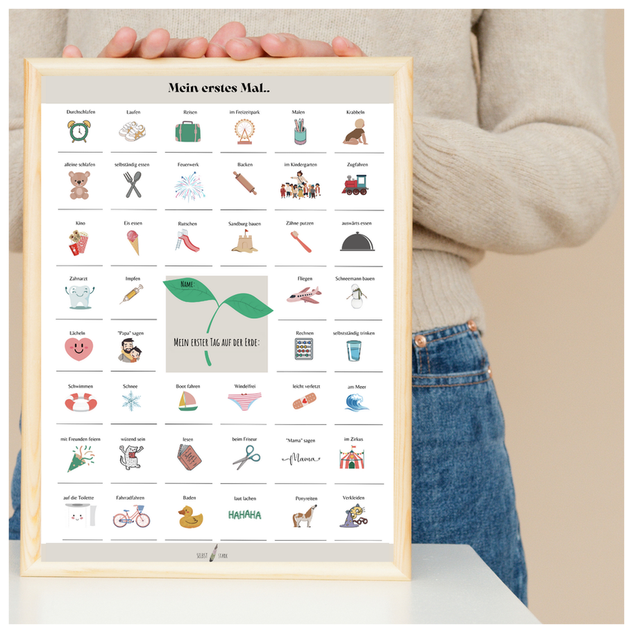 Poster mit den Meilensteinen eines Kleinkindes