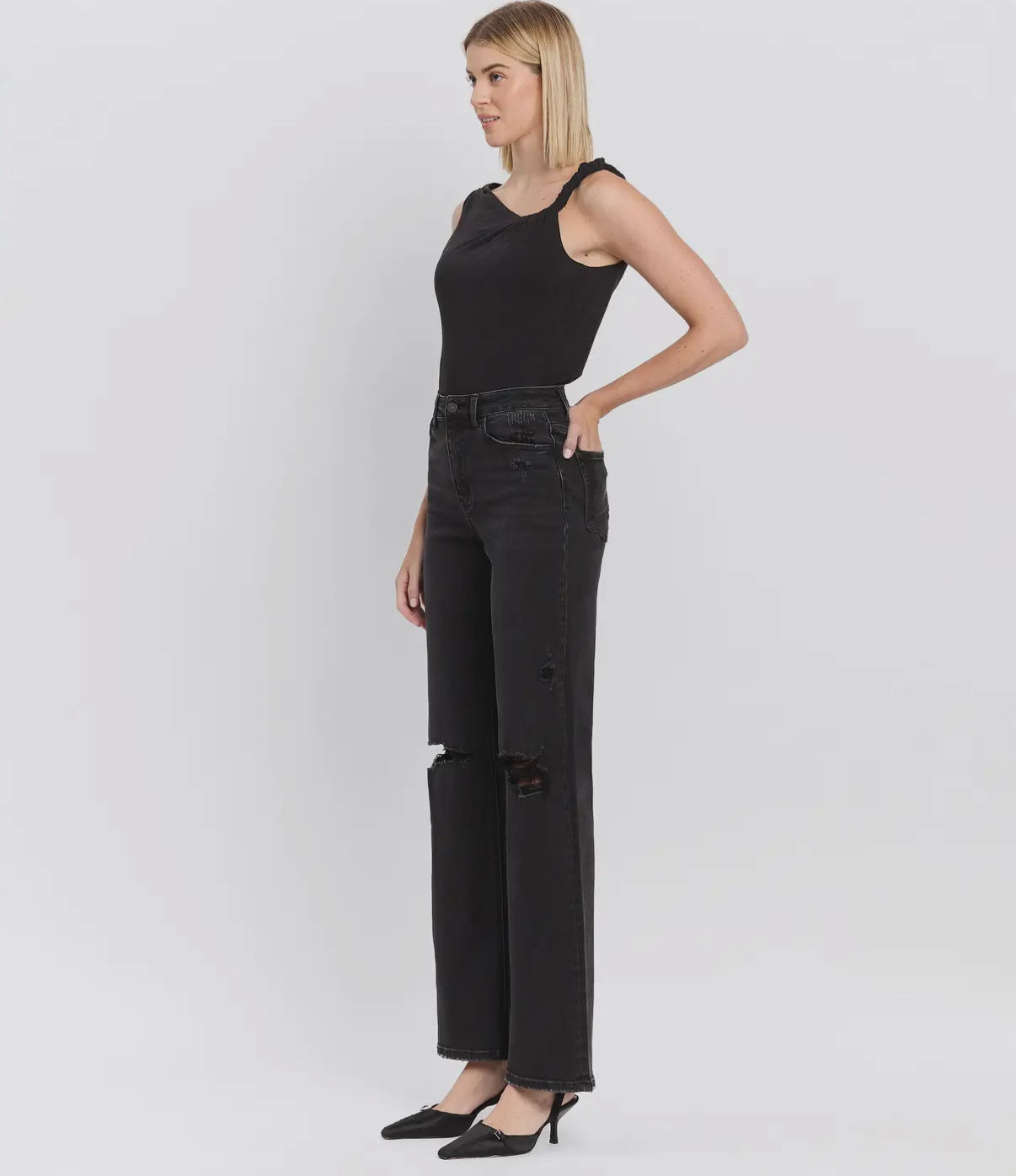 Black Distressed Vervet Jeans