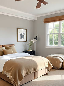 Double simple bedroom with khaki details