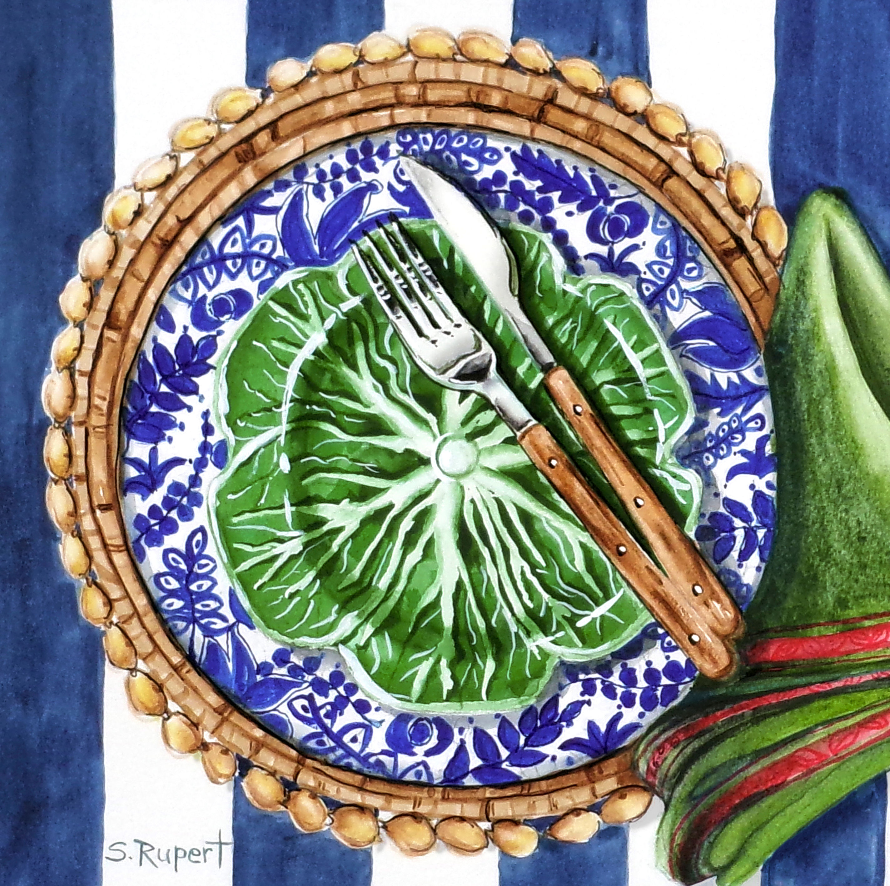 The Cabbage Place Setting , Original Painting